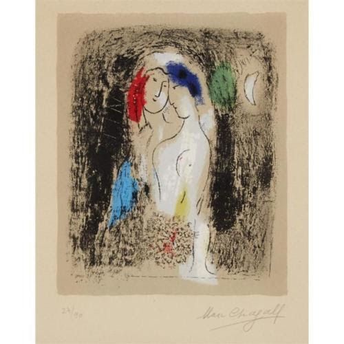 Litografia Chagall - LOVERS IN GREY