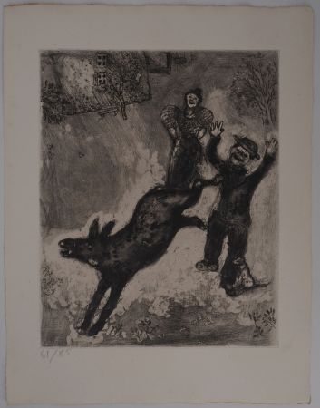 Incisione Chagall - L'âne en rébellion (L'âne et le chien)