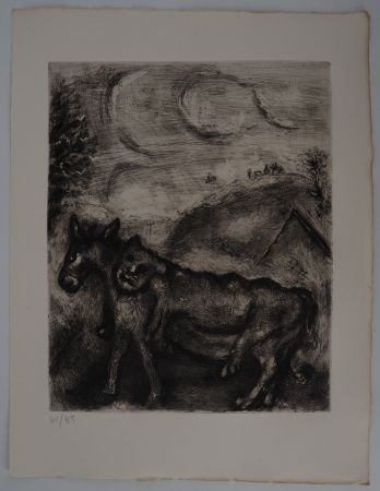 Incisione Chagall - L'âne et le lion (L'âne vêtu de la peau du lion)