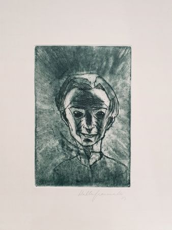 Incisione Gramatté - Lächelnder Kopf - Selbstporträt (Smiling Head - Self Portrait)