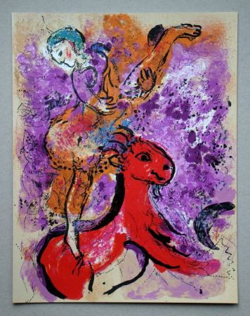 Litografia Chagall - L'écuyère au cheval rouge