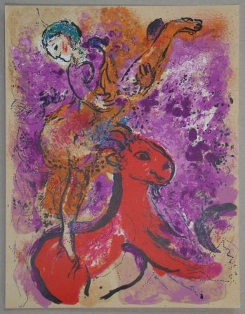 Litografia Chagall - L'écuyère au cheval rouge