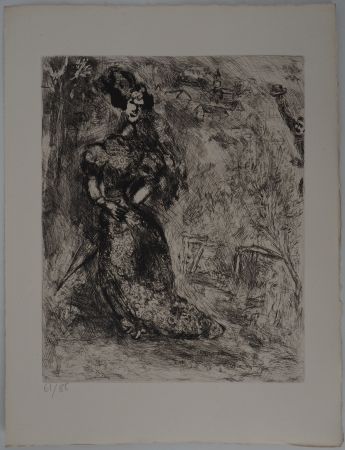 Incisione Chagall - L'élégante (La fille)