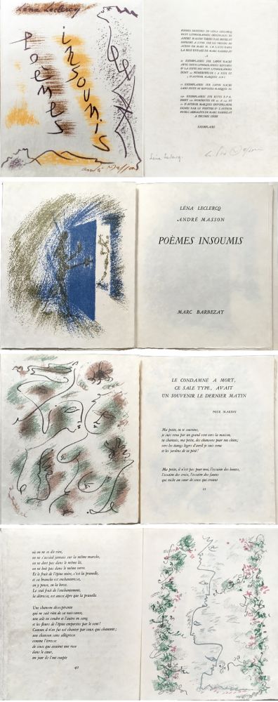 Libro Illustrato Masson - Léna Leclercq. POÈMES INSOUMIS. Avec 10 lithographies sur Japon nacré (1963)