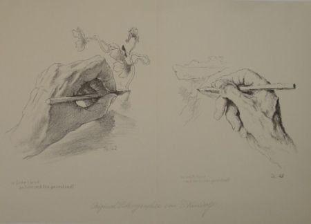 Litografia Kreidolf - M. linke Hand mit der rechten gezeichnet, m. rechte Hand mit der linken gezeichnet.