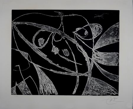 Incisione Miró - Mallorca - Negro y blanco IX, 1973 - Hand-signed