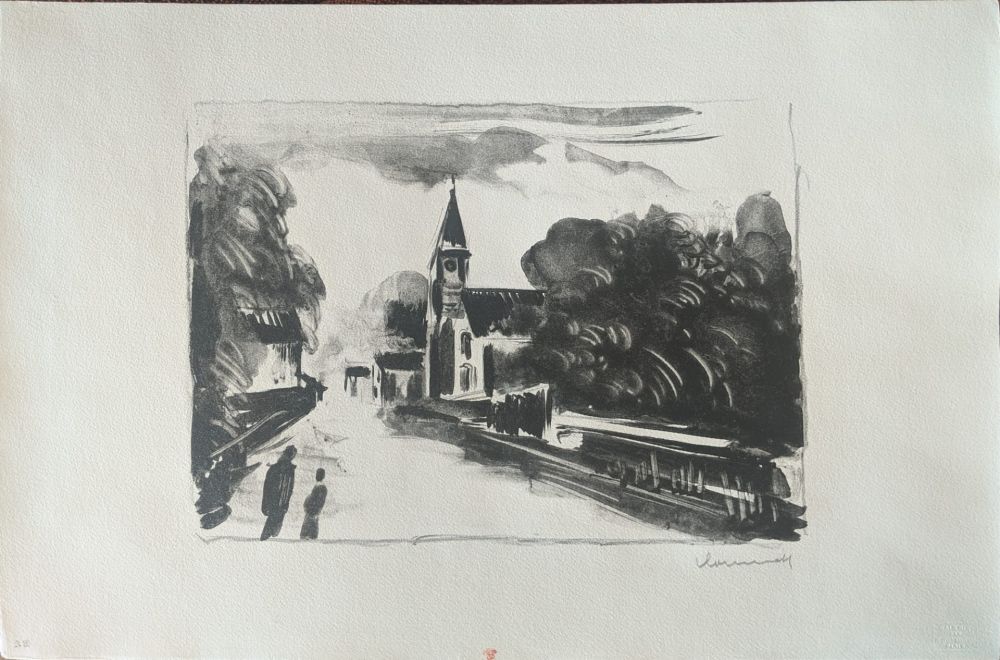Litografia Vlaminck - Marine, l'église