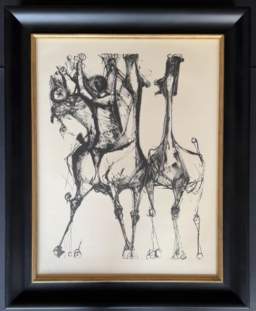 Litografia Marini - Marino Marini (1901 - 1980) - CAVALIERS ET CHEVAUX, FOND CREME - lithograph on paper - 1952