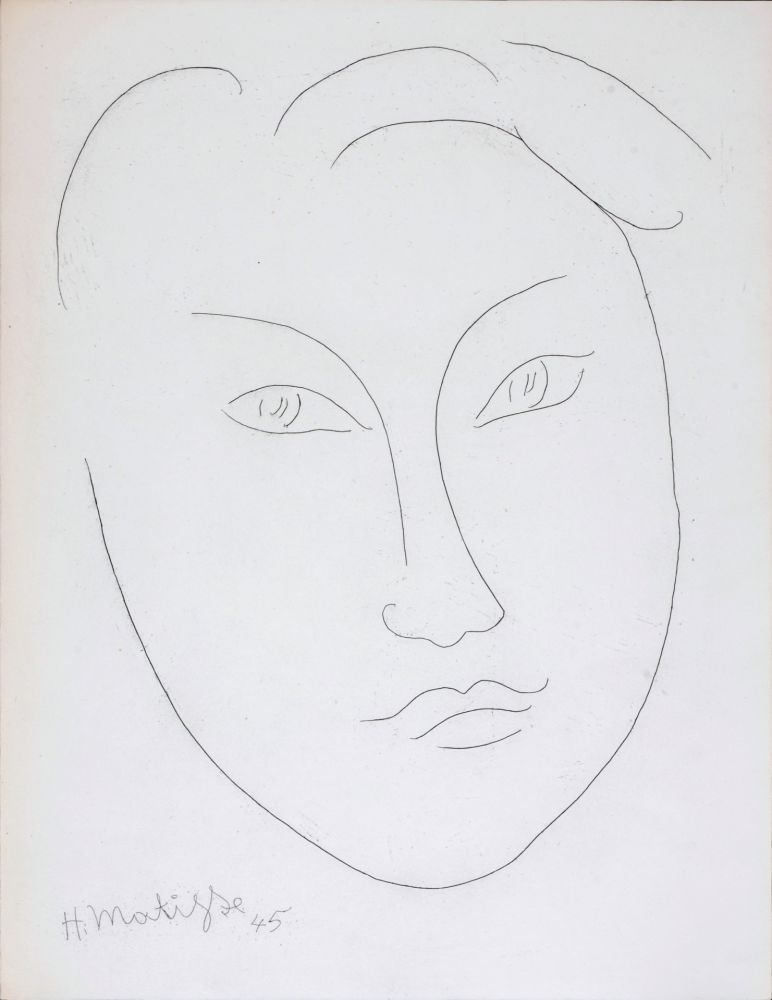 Acquaforte Matisse - Masque de jeune garçon, 1946