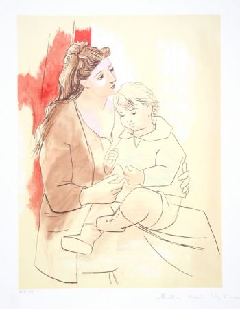 Litografia Picasso - Maternite au Rideau Rouge, K-1