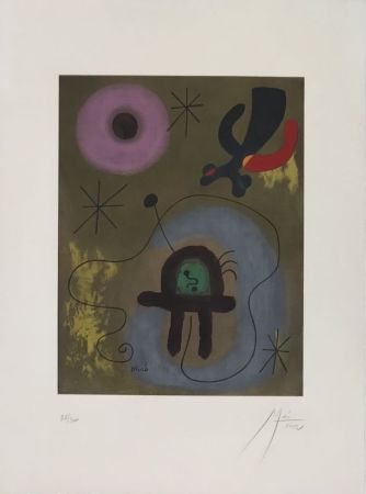 Litografia Miró - Mauve de la Lune 