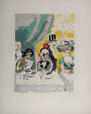 Litografia Van Dongen - Max invité par Manolo ou le griveleur malgré lui, 1949