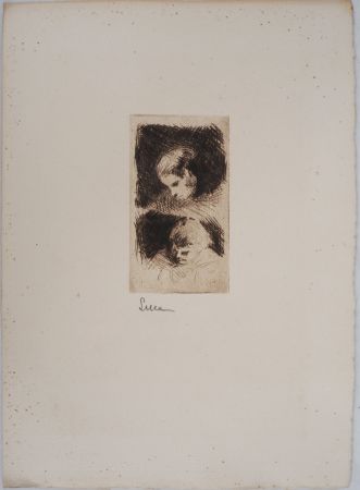 Punta Secca Luce - Maximilien LUCE - Etude d'un jeune enfant Vers 1890 - Gravure originale signée 