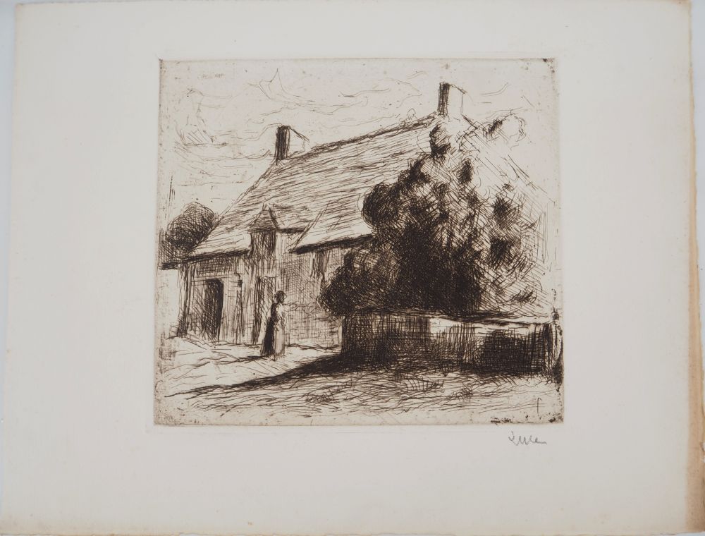 Punta Secca Luce - Maximilien LUCE - Maison villageoise à Bessy-sur-Cure Vers 1900 - Gravure originale signée