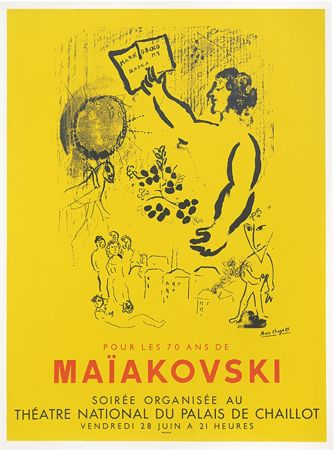 Litografia Chagall - Maïakovski - Théatre de Chaillot