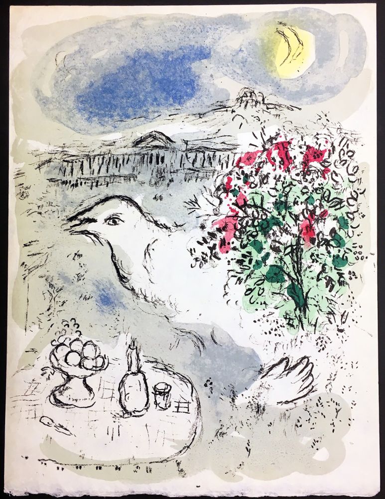 Litografia Chagall - MENU pour la Présidence de la République (tirage à part sur Japon nacré). 1977
