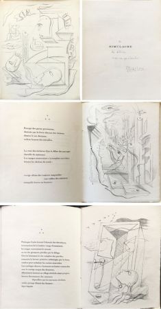Libro Illustrato Masson - Michel Leiris : SIMULACRE. 7 lithographies originales. Ex. dédicacé (1925)