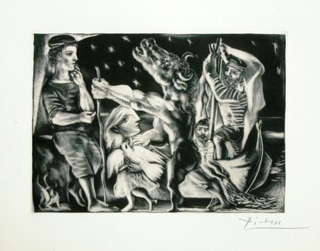 Acquatinta Picasso - Minotaure aveugle guide par une fillette dans la nuit from the Vollard Suite