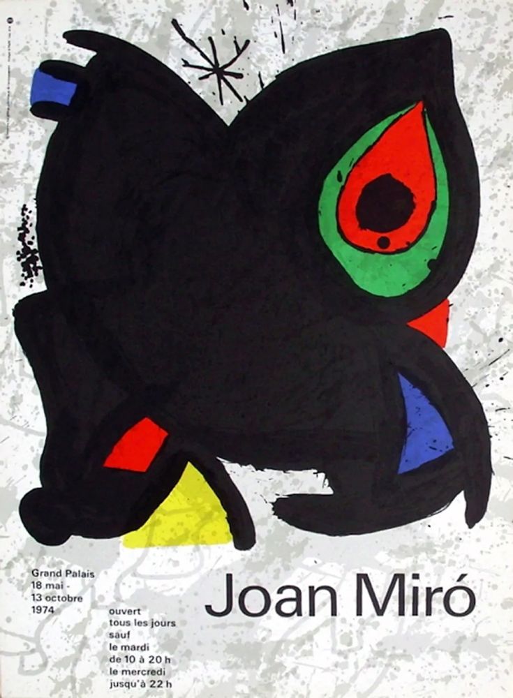Manifesti Miró - MIRO GRAND PALAIS 1974. Affiche originale en lithographie.