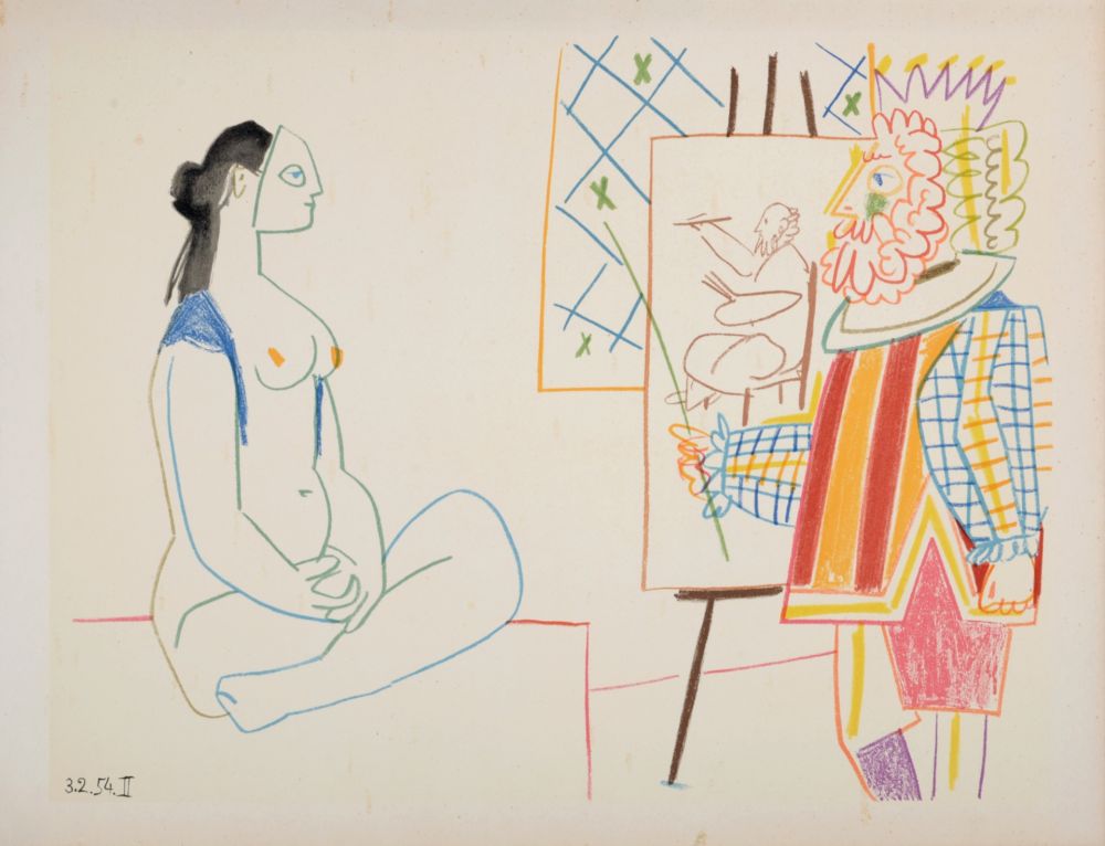 Litografia Picasso - Modele and King, 1954
