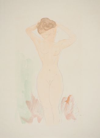 Litografia Rodin - Modèle se recoiffant