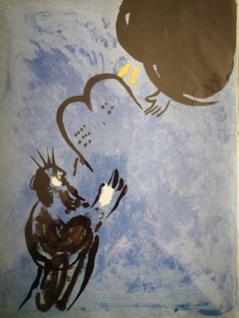 Litografia Chagall - Moise reçoit les tables de la loi
