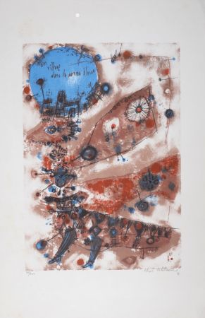 Litografia Tobiasse - Mon village dans la pomme bleue, 1961 - Hand-signed