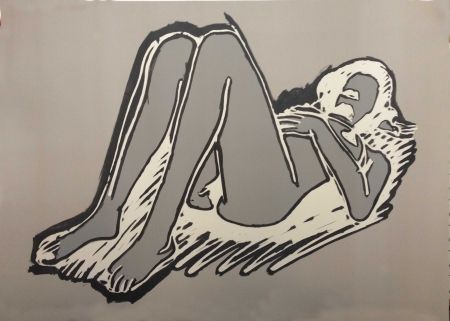 Linoincisione Wesselmann - MONICA RECLINING ON BACK, KNEES UP