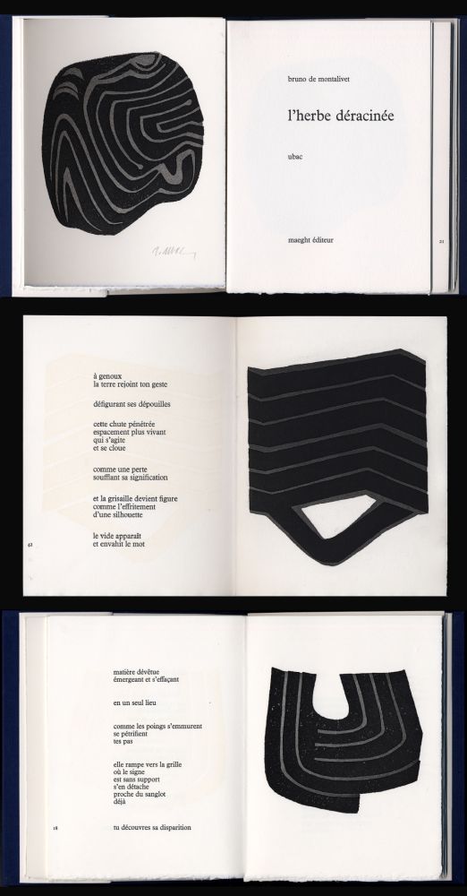 Libro Illustrato Ubac - Montalivet. L'HERBE DÉRACINÉE. Gravures de Raoul Ubac (1975)