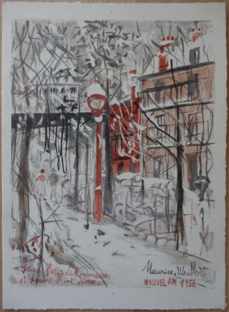 Litografia Utrillo - Montmartre sous le neige