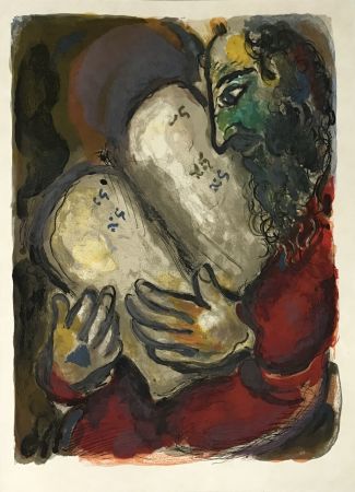 Litografia Chagall - Moses and the Tablets from The Story of Exodus