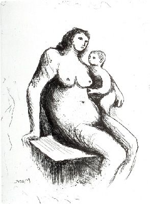 Incisione Moore - Mother and Child V