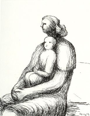 Incisione Moore - Mother and Child XXVII