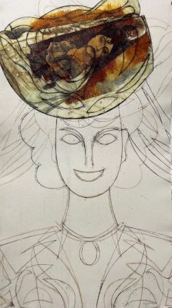 Acquaforte Valdés - Mujer con sombrero IV
