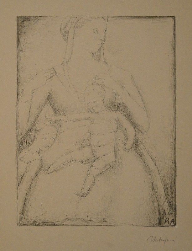 Litografia Auberjonois - Mutter mit Kindern / Femme et deux enfants