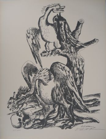 Litografia Zadkine - Mythologie Hercule et les oiseaux du lac Stymphale