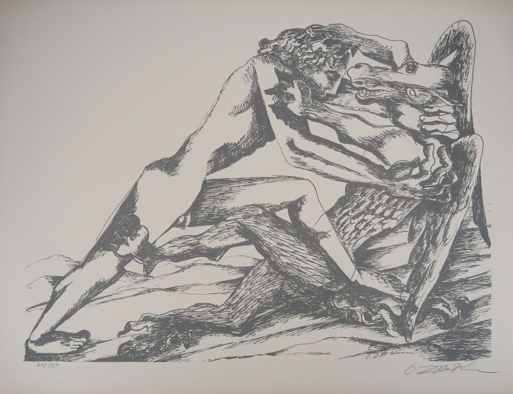 Litografia Zadkine - Mythologie Hercule et une jument de Diomède