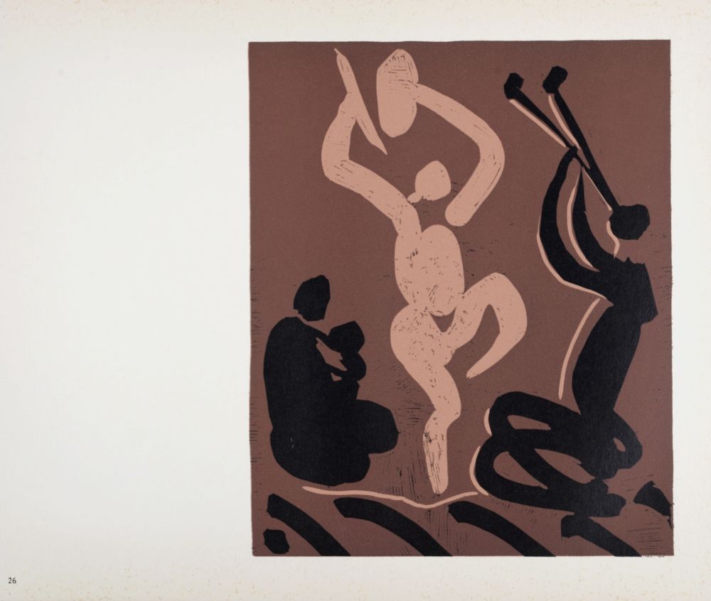 Linoincisione Picasso (After) - Mère, danseur et musicien, 1962