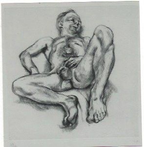 Incisione Freud - Naked man on a bed