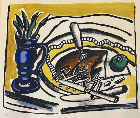 Litografia Leger - Nature morte au vase bleu