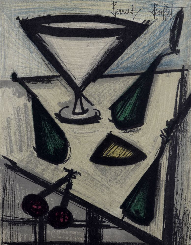 Litografia Buffet - Nature morte aux fruits, 1967.