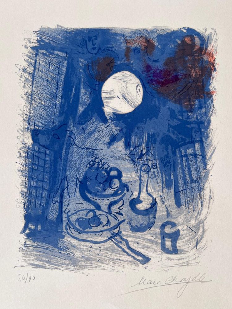 Litografia Chagall - Nature morte bleue 