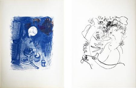 Litografia Chagall - NATURE MORTE BLEUE (Blue Still Life). Paris 1957.