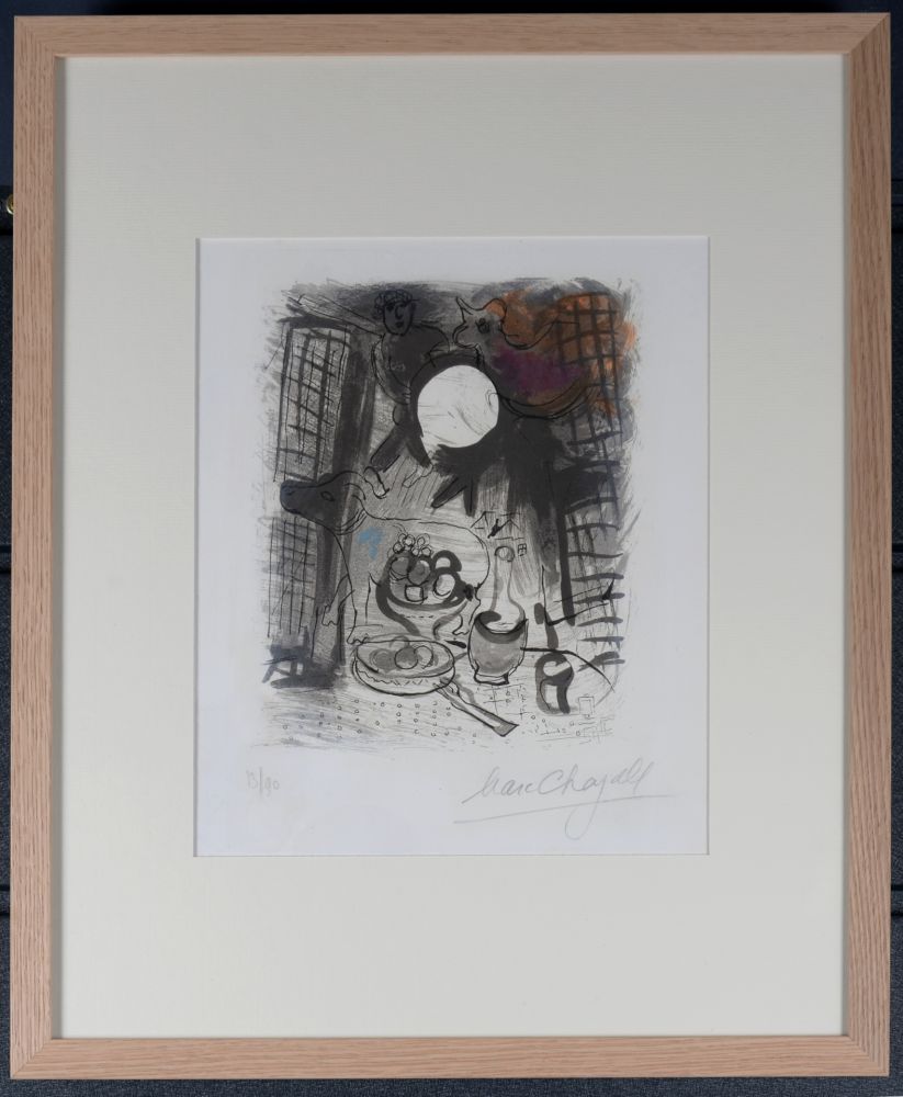 Litografia Chagall - Nature Morte brune (M. 205), 1957 - Framed & Hand-signed!