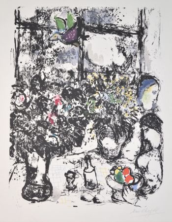 Litografia Chagall - Nature Morte En Bouquet - M299