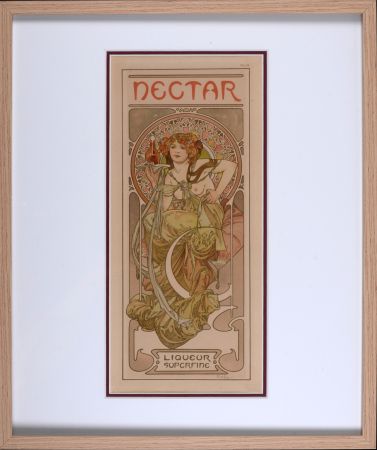 Litografia Mucha - Nectar, 1902 - Framed
