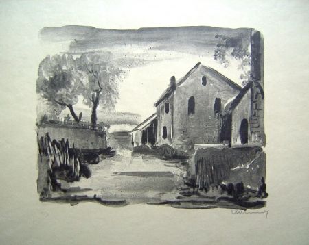 Litografia Vlaminck - Nelle-la-Vallee. Maisons rustiques