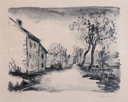 Litografia Vlaminck - Nelle-la-Vallée, le Chemin aux Bords du Sausseron