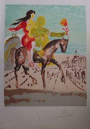 Litografia Dali - New Jerusalem - Femme à cheval