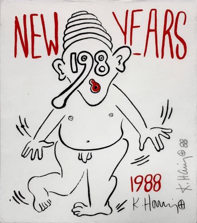 Serigrafia Haring - New Year's Invitation '88 (Nude)